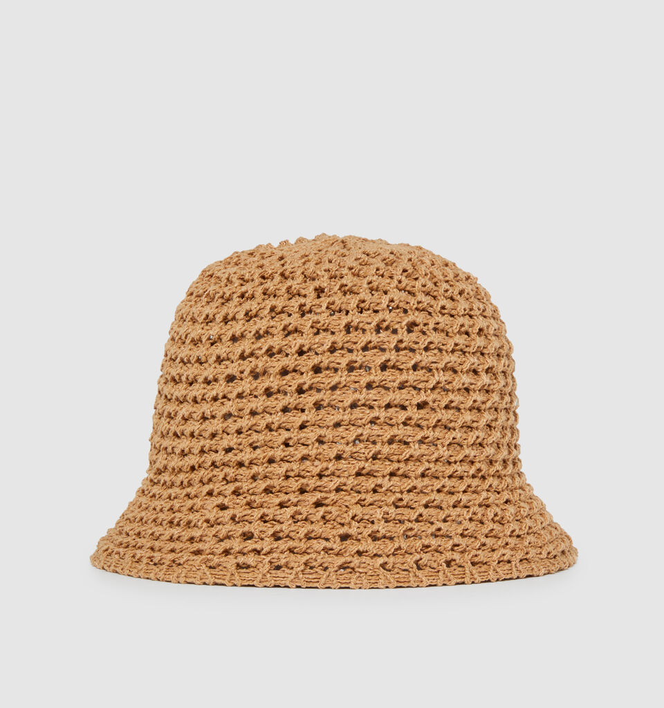 Crochet hat - women's hats - Camel | Sisley image number 3